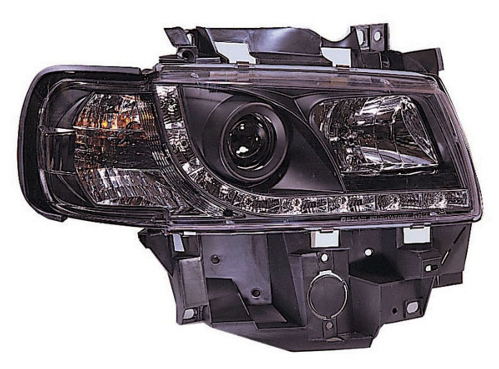 VW T4 Caravelle Eurovan 1994-2003 Black DRL-Style LED Headlights - Long Nose Only