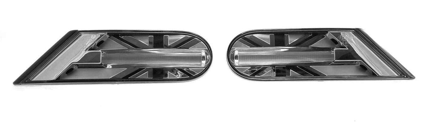 BMW Mini R56 Hatch, Hardtop 2006-2013 Black/Chrome LED Union Jack Side Repeaters