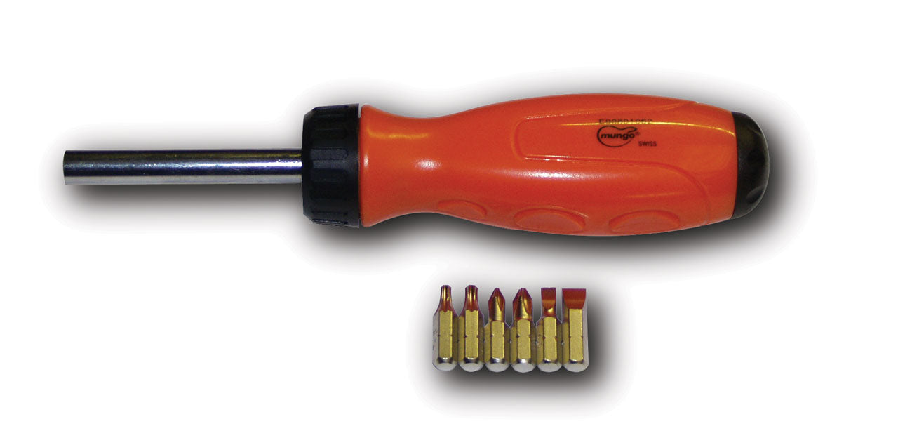 Motorcycle Ratchet Driver Tool (190 Mm) With Six Bits In Handle