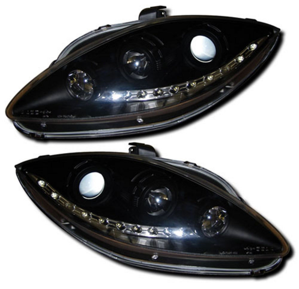Seat Leon Mk2, Toledo 2005-2009, Altea 2004-2009 Black DRL-Style LED Headlights