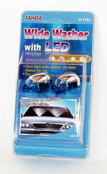 Wide Angle Windscreen Washer - Chrome With Blue Led