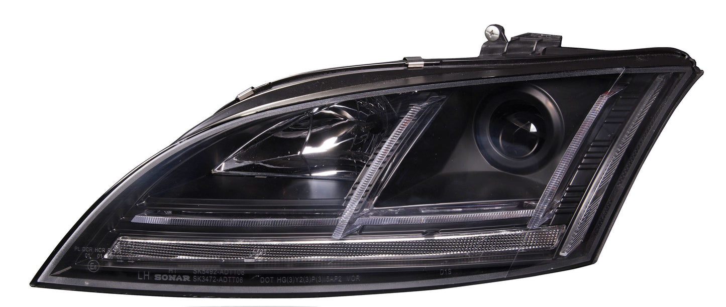Audi TT Mk 2 8J (2006-2014) Black DRL-Style Projector Headlights With Sequential Indicators - Only For Cars With Halogen Headlights