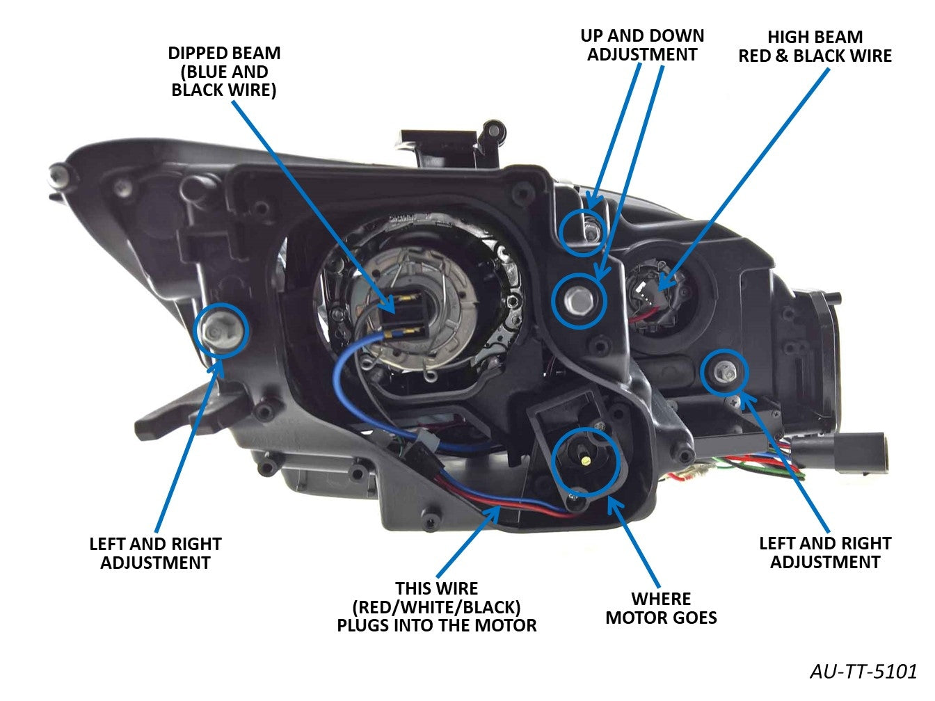 Audi TT Mk 2 8J (2006-2014) Black DRL-Style Projector Headlights With Sequential Indicators - Only For Cars With Halogen Headlights