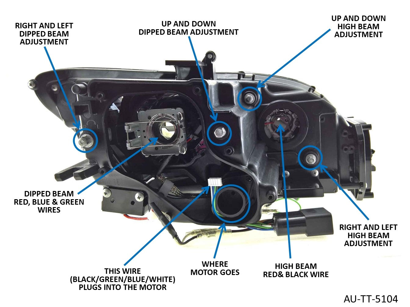 Audi TT Mk2 8J (2006-2014) Black DRL HID/Xenon Projector Headlights With Sequential Indicators - Only For Cars With Oe Bi-Xenon Adaptive (AFS) Headlights