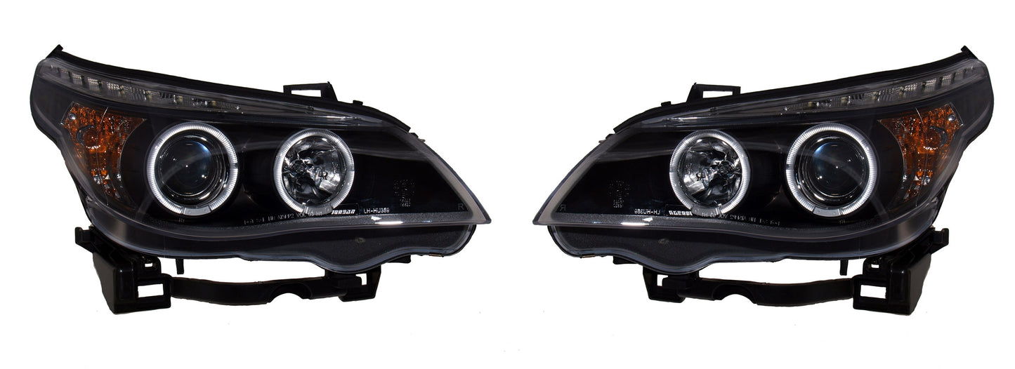 BMW 5-Series Saloon (E60); Estate (E61) (2003-2007) Black Angel Eye Projector Headlights