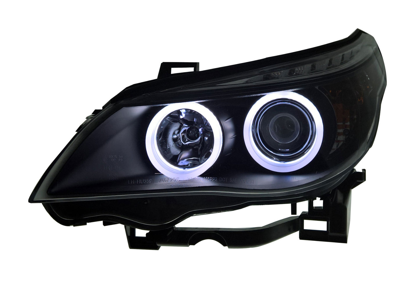 BMW 5-Series Saloon/Estate (E60/E61) 2003-2007 - Black Angel Eye Projector Headlights With Super Bright Rings & Motors