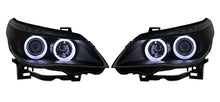 BMW 5-Series Saloon/Estate (E60/E61) 2003-2007 - Black Angel Eye Projector Headlights With Super Bright Rings & Motors