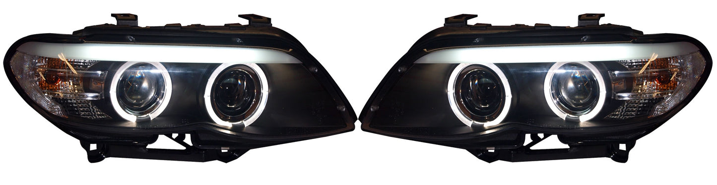 BMW X5 E53 Facelift 2004-2006 Black Angel Eye Projector Headlights - ONLY For Cars With OE HID Headlights