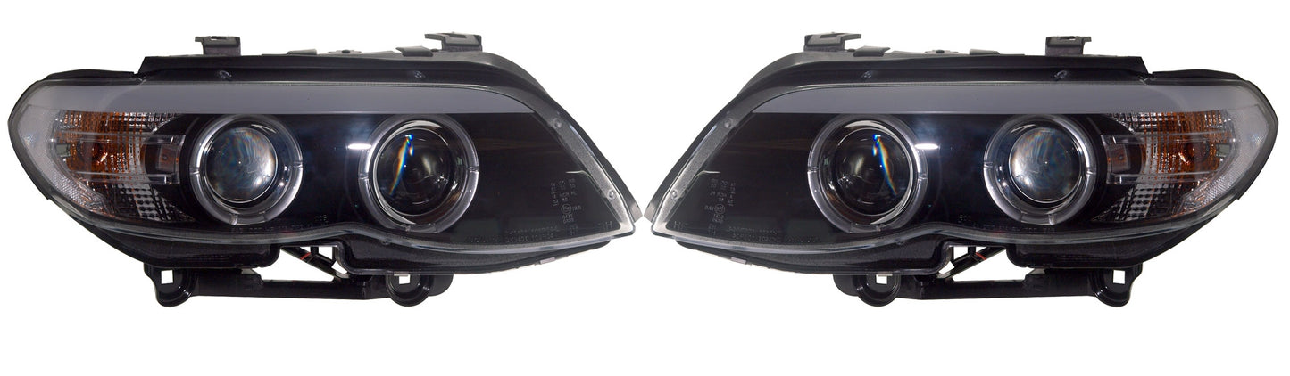 BMW X5 E53 Facelift 2004-2006 Black Angel Eye Projector Headlights - ONLY For Cars With OE HID Headlights