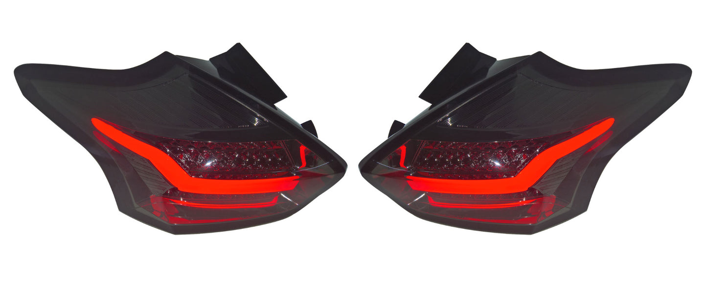 Ford Focus Mk3 (2015-2017) Smoked LED Light Bar Rear Taillights With Sequential Indicators