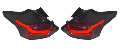 Ford Focus Mk3 (2015-2017) Smoked LED Light Bar Rear Taillights With Sequential Indicators