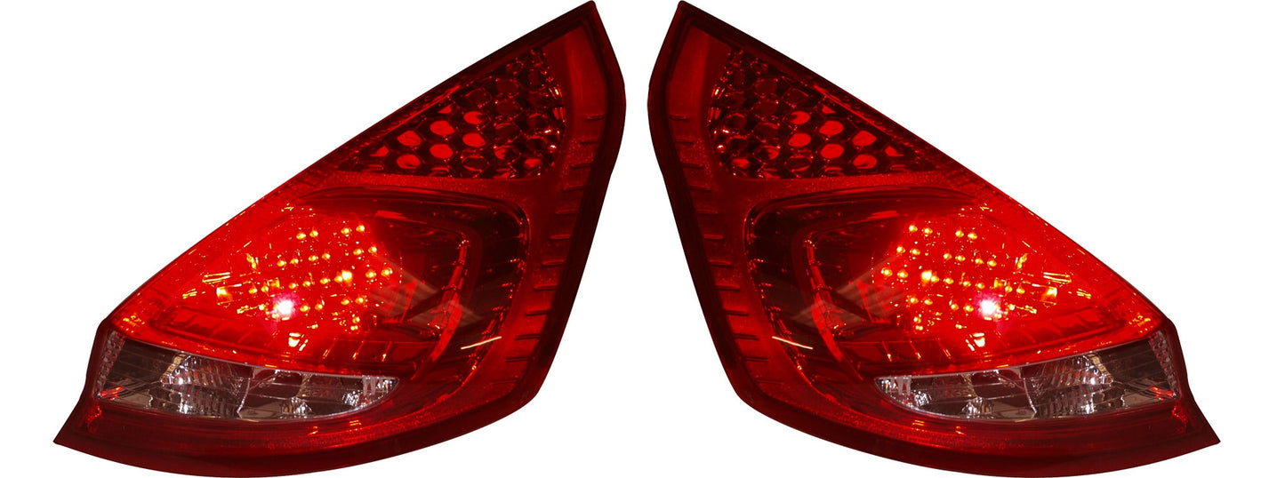 Ford Fiesta Mk7 Pre-Facelift 2008-2012 Red/Clear Depo LED Rear Tail Lights