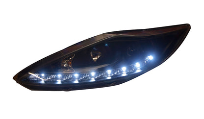 Ford Fiesta Mk7 (2008-2012) Black LED DRL-Style Devil Eye (Audi R8-Style) Headlights