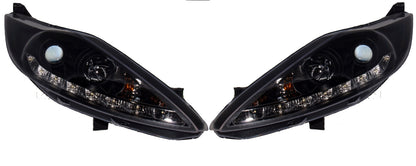 Ford Fiesta Mk7 (2008-2012) Black LED DRL-Style Devil Eye (Audi R8-Style) Headlights