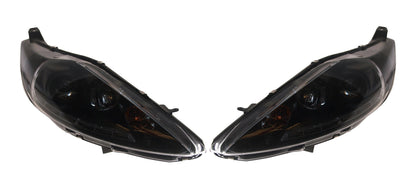 Ford Fiesta Mk7 (2008-2012) Black LED DRL-Style Devil Eye (Audi R8-Style) Headlights With Motors