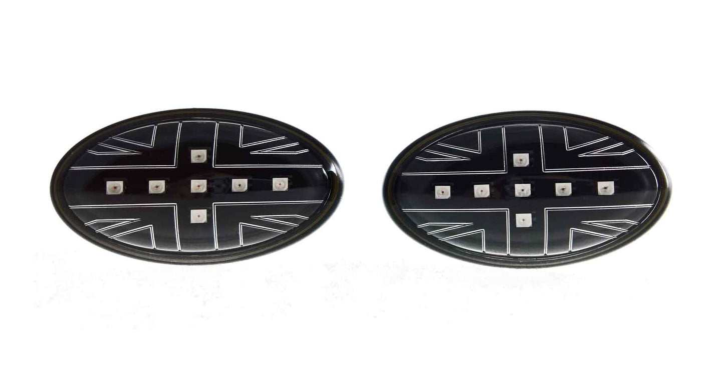 BMW Mini R50; R52; R53 Black LED Union Jack side repeater set