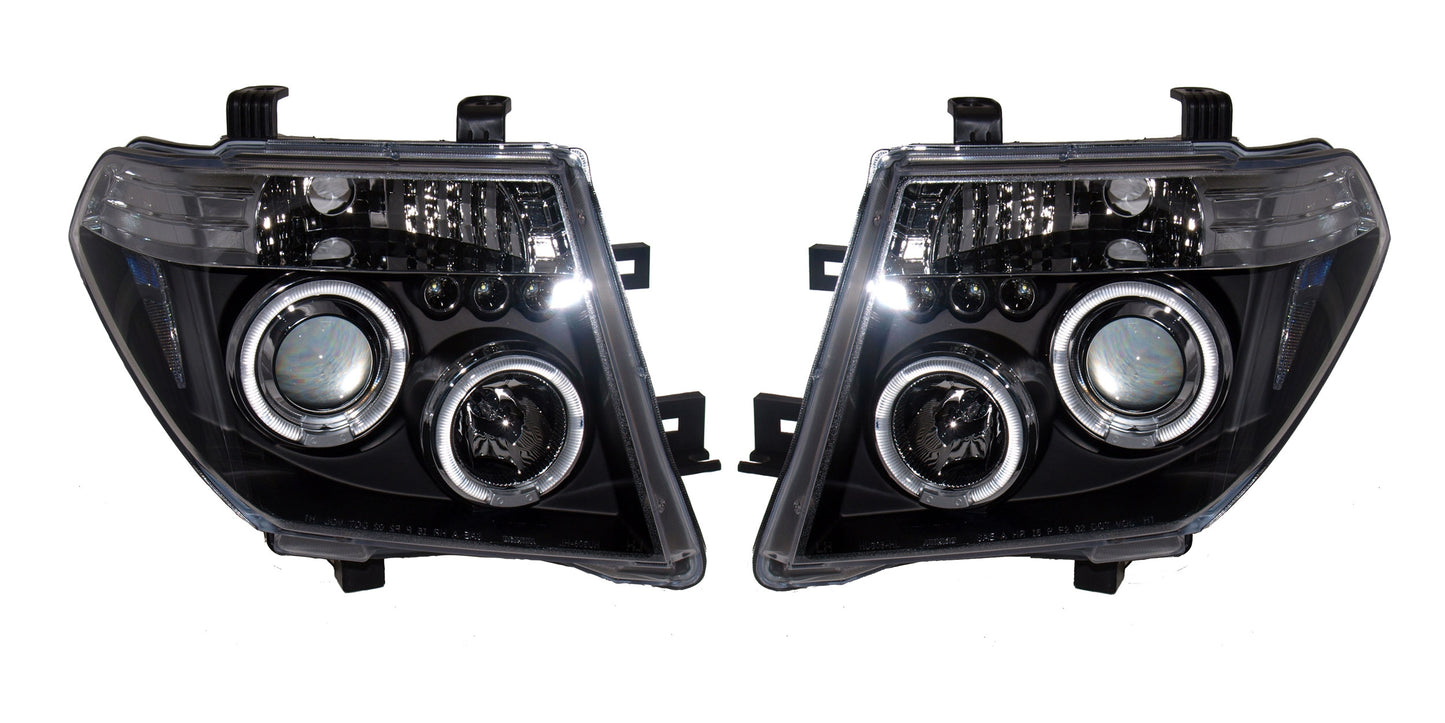 Nissan Navara D40 Pathfinder R51 (2005-2010) - Black Angel Eye Headlights.