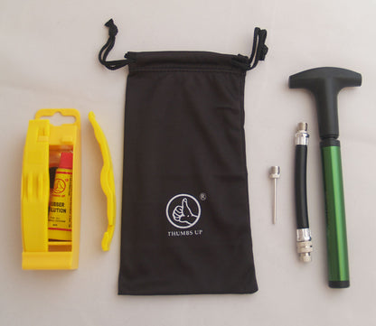 Bicycle Tyre Puncture Repair Kit With Nylon Tyre Levers, Mini Pump & Carry Bag